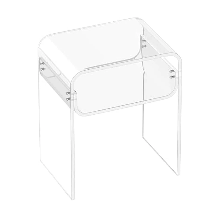 VEVOR Acrylic Side Table, 2-Tier Clear End Table with Storage Shelf, Modern Transparent Bedside Nightstand Lucite Desk for Bedroom, Living Room, Home Decor, 11.8" D x 15.7" W x 19.7" H by VEVOR - Image 3