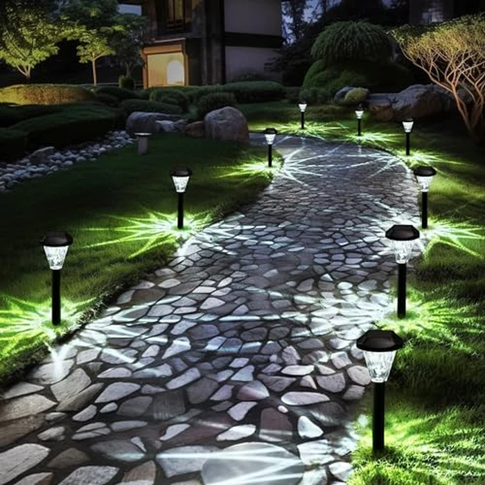 GIGALUMI 16 Pack Solar Lights Outdoor Waterproof, Outdoor Solar Lights for Yard, Solar Garden Lights, Yard Decorations Outdoor for Pathway, Patio, Garden, Driveway, Lawn, and Landscape(Cold White) by GIGALUMI - Image 1
