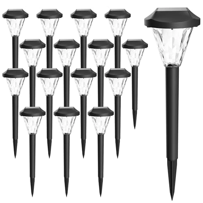 GIGALUMI 16 Pack Solar Lights Outdoor Waterproof, Outdoor Solar Lights for Yard, Solar Garden Lights, Yard Decorations Outdoor for Pathway, Patio, Garden, Driveway, Lawn, and Landscape(Cold White) by GIGALUMI - Image 7