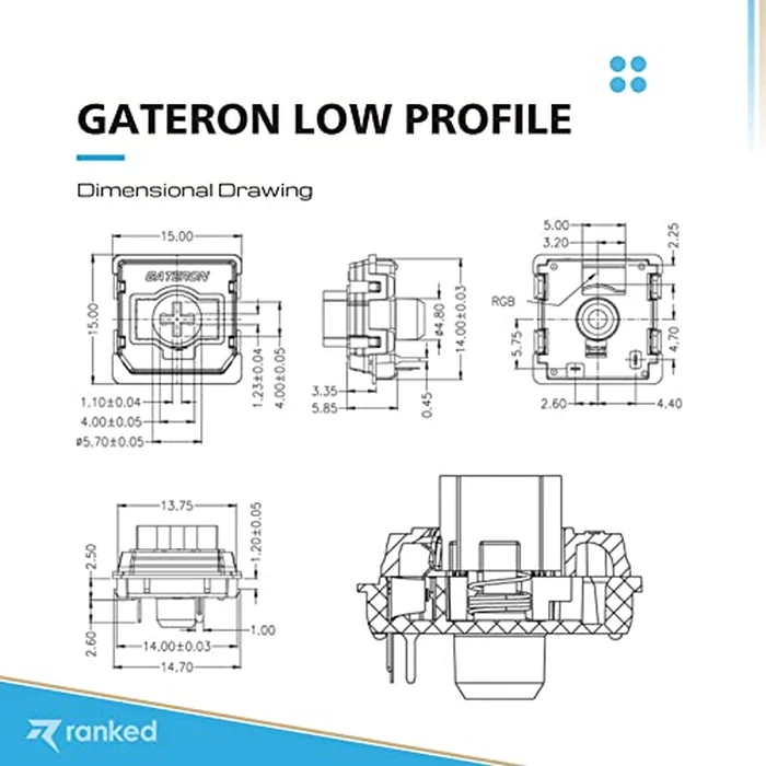 Gateron ks-27 Low Profile Key Switches for Mechanical Gaming Keyboards | Plate Mounted (Gateron Blue, 65 Pcs) by Ranked - Image 5
