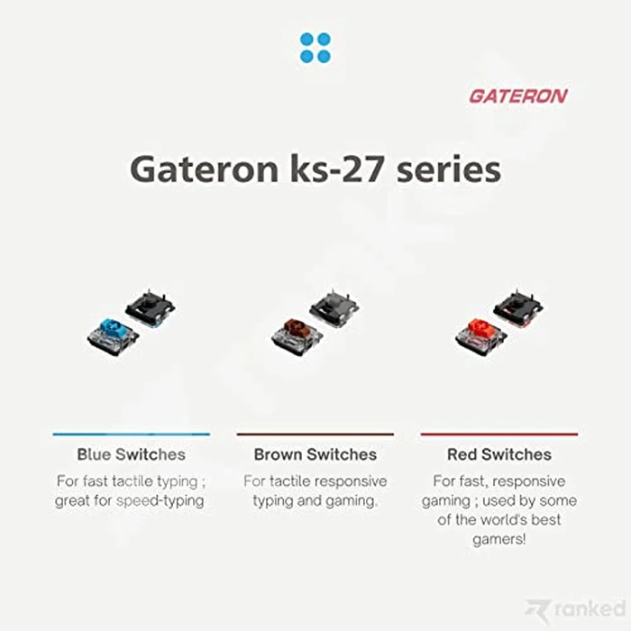 Gateron ks-27 Low Profile Key Switches for Mechanical Gaming Keyboards | Plate Mounted (Gateron Blue, 65 Pcs) by Ranked - Image 6