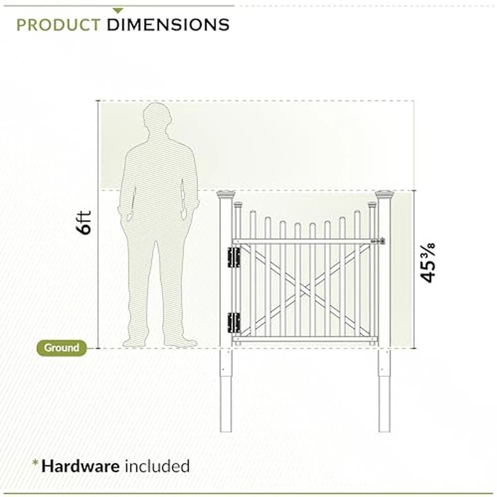 3.8ft H x 4.1ft W (1 Gate) Zippity Manchester Gate Kit, White Vinyl Picket Fence Gate Kit for Manchester Fence Panels, Gate for Backyard, Patio, Outdoor, & Garden Fence, ZP19019 by Zippity Outdoor Products - Image 4
