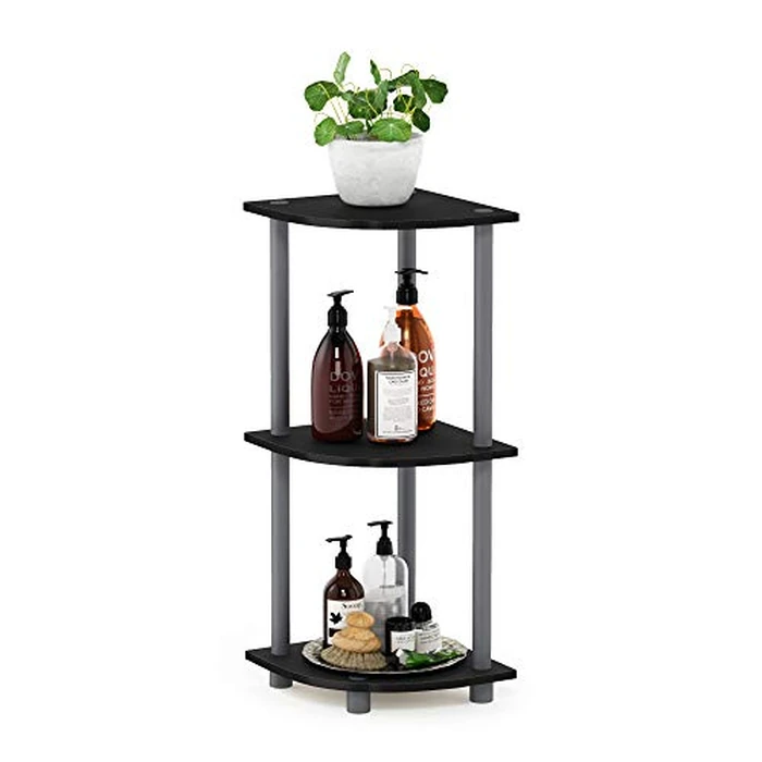 Furinno TURN-N-TUBE Corner Shelf, 3-Tier Corner Bookshelf, Display Storage Shelves with Open Shelves, for Organization and Storage, Living Room, Home Office, Garage, Black by Furinno - Used - Like New condition
