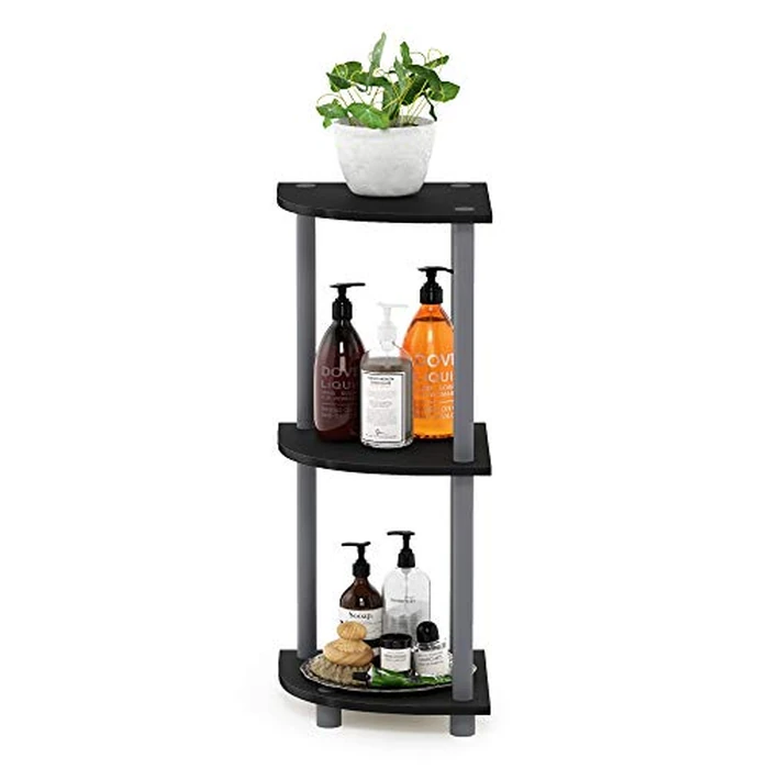Furinno TURN-N-TUBE Corner Shelf, 3-Tier Corner Bookshelf, Display Storage Shelves with Open Shelves, for Organization and Storage, Living Room, Home Office, Garage, Black by Furinno - Image 5