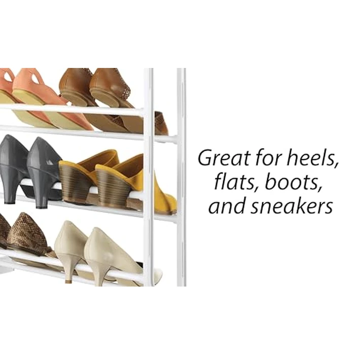 Whitmor 36 Pair Over The Door Shoe Organizer, 12 Tier Hanging Shoe Organizer, Heavy Duty Metal Shoe Holder, Hanging Shoe Rack for Closet Organizer & Storage, 72" L x 22.5" W x 7.5" H, White by Whitmor - Image 3