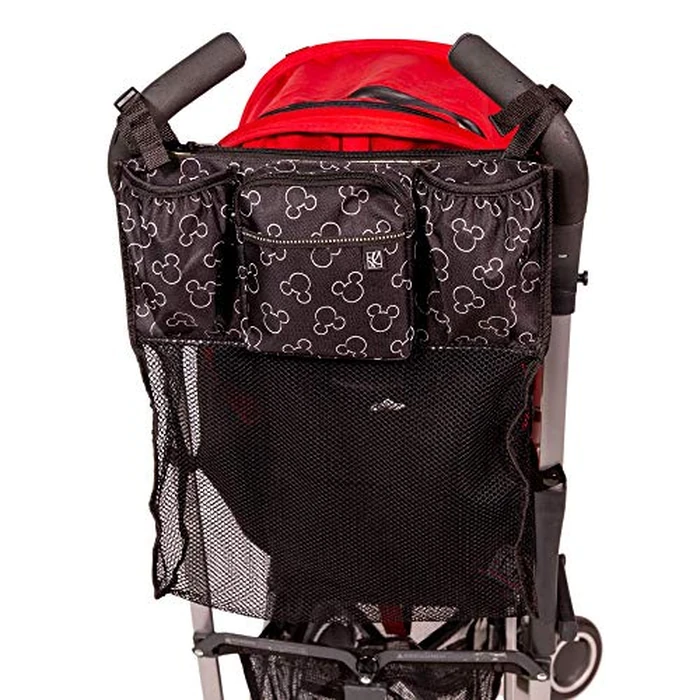 Disney Baby by J.L. Childress Cups 'N Cargo Stroller Caddy Organizer with Cup Holder - Stroller Accessories Bag, Travel Essential, Mesh Storage Attachment, Universal Fit - Mickey Mouse, Black by J.L. Childress - Image 1