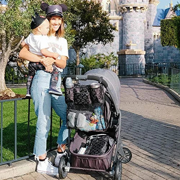 Disney Baby by J.L. Childress Cups 'N Cargo Stroller Caddy Organizer with Cup Holder - Stroller Accessories Bag, Travel Essential, Mesh Storage Attachment, Universal Fit - Mickey Mouse, Black by J.L. Childress - Image 4