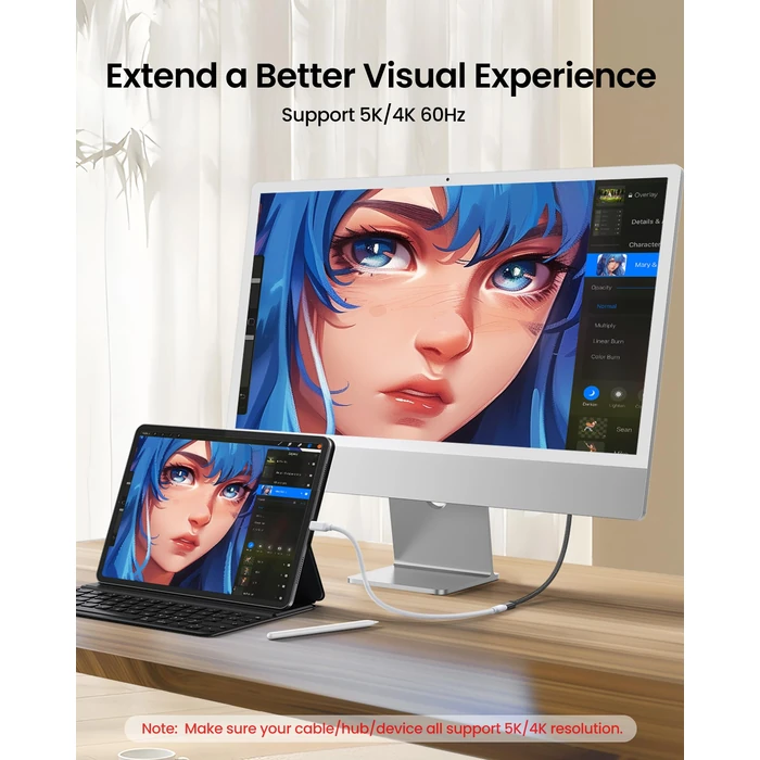 Silkland USB C Extension Cable, [20Gbps/240W/5K] USB C 3.2 Extender 3.3ft, 4K@60Hz Type C Video Extension Cord Male to Female Compatible with USBC Hub/PSVR2/iPhone 15/iPad Pro/Mag Safe Charger by Silkland - Image 4