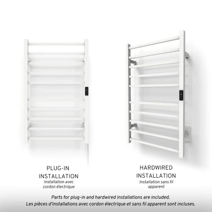 Odass | Towel Warmer | Built-in Timer with Led Indicators | Timer Modes: 1 H to 8 H, ON/Off | Temperature 30 to 60 degreesC (86 to 140 degreesF) | Wall Mounted | 10 Square Bars | Matt White by Odass - Image 6