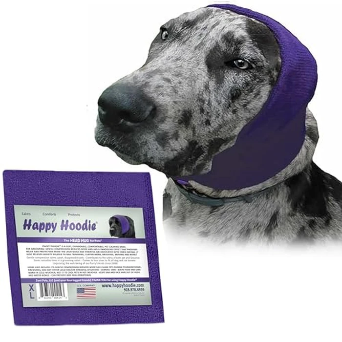 Happy Hoodie The Original Dog & Cat Calming Band - American Brand - Anxiety Relief/Noise Protection-Grooming-Thunder-Fireworks (X-Large, Purple) - Since 2008 by ZONI PETS - Used - Very Good condition