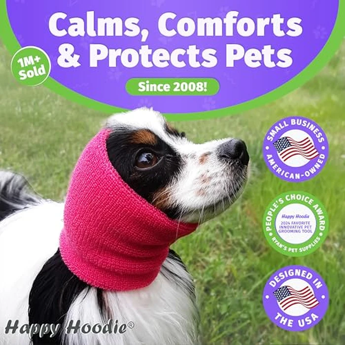 Happy Hoodie The Original Dog & Cat Calming Band - American Brand - Anxiety Relief/Noise Protection-Grooming-Thunder-Fireworks (X-Large, Purple) - Since 2008 by ZONI PETS - Image 2