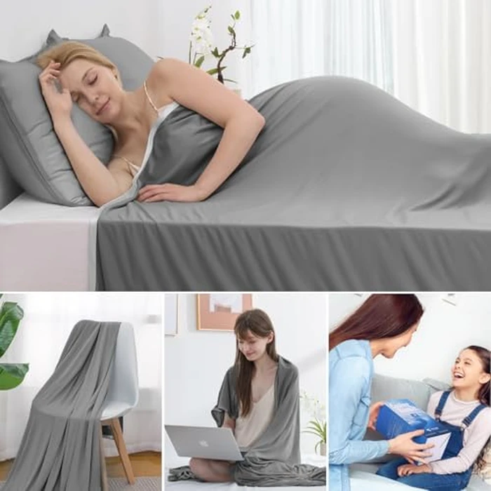 Marchpower Cooling Blanket King, Arc-Chill 3.0 Cold Blanket (Q-Max > 0.5), Breathable Summer Blanket for Hot Sleepers & Night Sweats, Lightweight Cooling Bed Blanket, Grey, 108'' X 90'' by Marchpower - Image 8