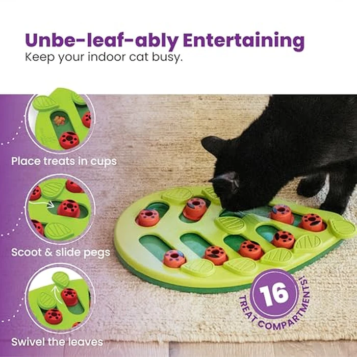 Catstages Nina Ottosson Buggin' Out Puzzle & Play - Interactive Cat Puzzle Feeder for Indoor Cats, 16 Hidden Treat Compartments, Slow Feeder, Durable & Easy-Clean, 13in x 9.5in by Catstages - Image 3