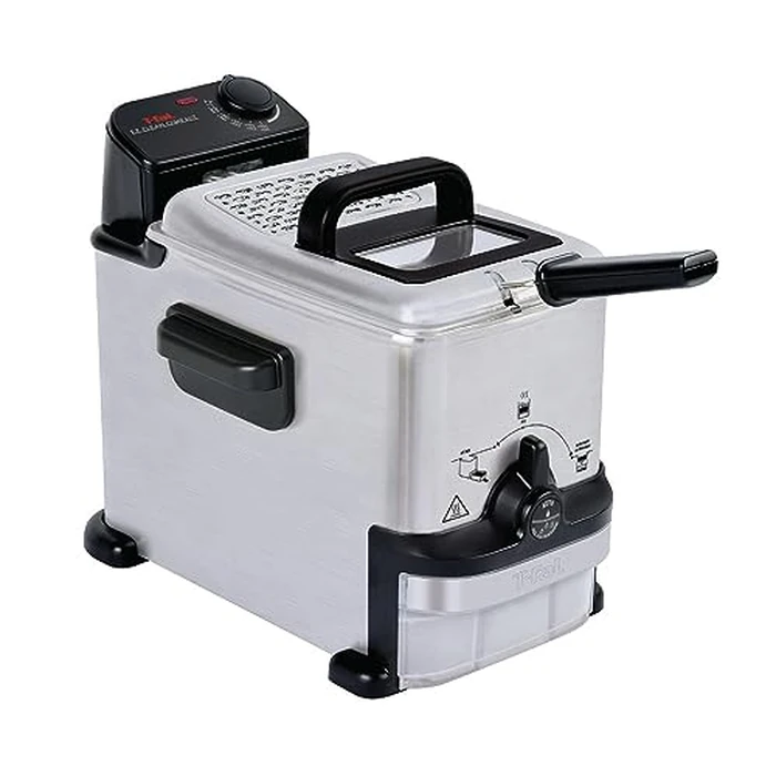 T-fal Compact EZ Clean Stainless Steel Deep Fryer with Basket for Home Use, 1.8 Liter Oil and 1.7 Pound Food Capacity, 1200 Watts, Easy Clean Temp Control, Oil Filtration, 1.8 L by T-Fal - Image 1