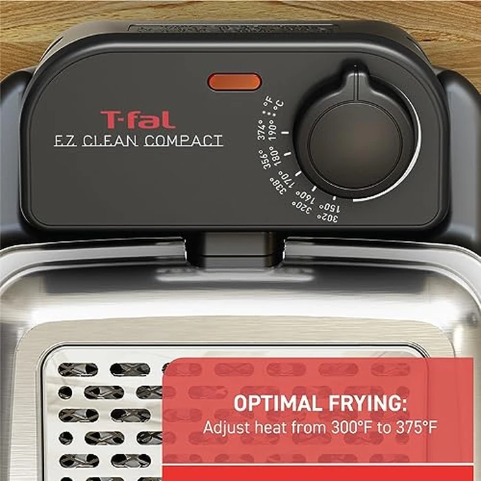 T-fal Compact EZ Clean Stainless Steel Deep Fryer with Basket for Home Use, 1.8 Liter Oil and 1.7 Pound Food Capacity, 1200 Watts, Easy Clean Temp Control, Oil Filtration, 1.8 L by T-Fal - Image 3