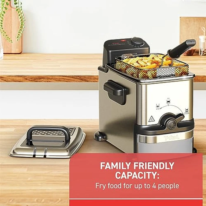T-fal Compact EZ Clean Stainless Steel Deep Fryer with Basket for Home Use, 1.8 Liter Oil and 1.7 Pound Food Capacity, 1200 Watts, Easy Clean Temp Control, Oil Filtration, 1.8 L by T-Fal - Image 5