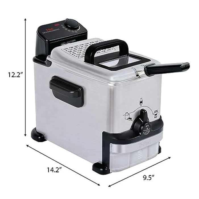 T-fal Compact EZ Clean Stainless Steel Deep Fryer with Basket for Home Use, 1.8 Liter Oil and 1.7 Pound Food Capacity, 1200 Watts, Easy Clean Temp Control, Oil Filtration, 1.8 L by T-Fal - Image 8