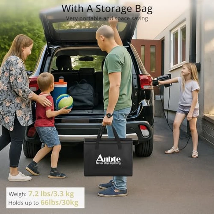 Anbte Camping Table, Camping Folding Table Aluminum Folding Table with 3 Adjustable Height Max 27.1 inch Portable Picnic Table with Storage Net and Bag for Outdoor, Backyard, 34.6" X 16", Pure Black by Anbte - Image 7