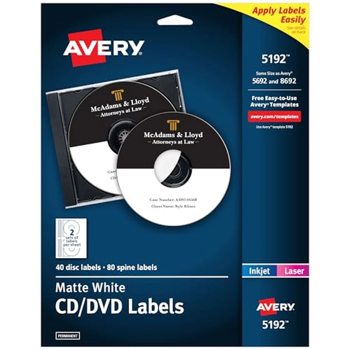 CD Label,Laser/Inkjet,Matte Wht,Permanent,2-up,20-sht,40/PK by Avery - Used - Like New condition - CA$8.08