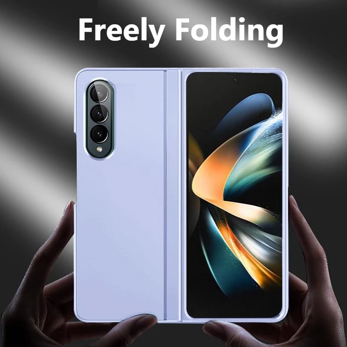 YQODSZ for Samsung Galaxy Z Fold 4 Case [Hidden Magnetic Kickstand], Z Fold 4 5g Kickstand Phone Case Slim Hard PC Bumper Shockproof Support Wireless Charging Z Fold4 5g Stand Case Lightpurple by YQODSZ - Image 5