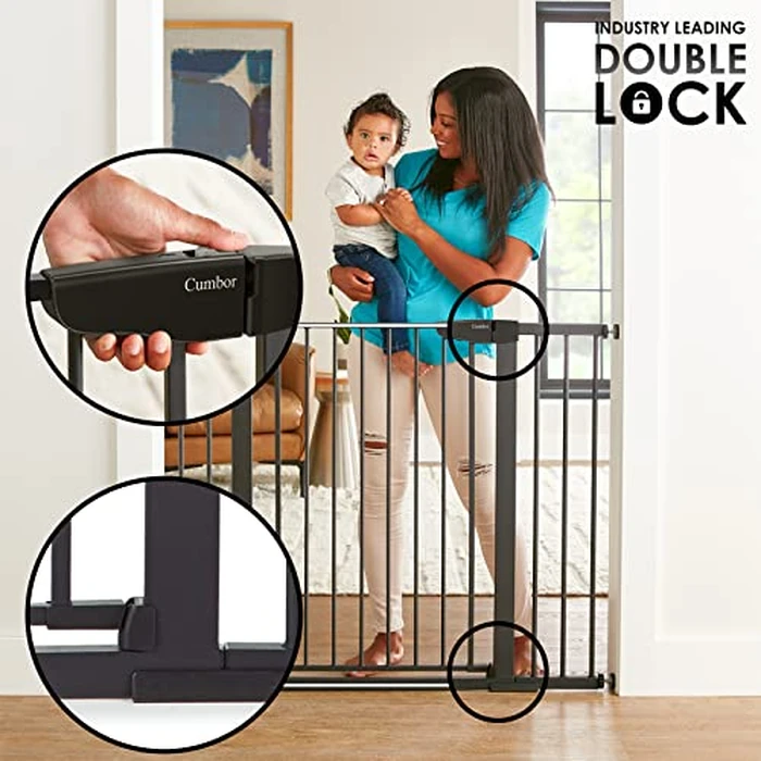 Cumbor 36" Extra Tall Baby Gate for Dogs and Kids with Wide 2-Way Door, 29.7"- 46" Width, and Auto Close Personal Safety for Babies and Pets, Fits Doorways, Stairs, and Entryways, Black by Cumbor - Image 3