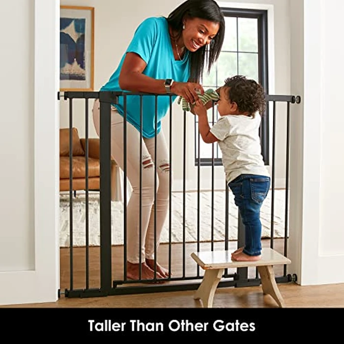 Cumbor 36" Extra Tall Baby Gate for Dogs and Kids with Wide 2-Way Door, 29.7"- 46" Width, and Auto Close Personal Safety for Babies and Pets, Fits Doorways, Stairs, and Entryways, Black by Cumbor - Image 4