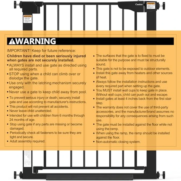 Cumbor 36" Extra Tall Baby Gate for Dogs and Kids with Wide 2-Way Door, 29.7"- 46" Width, and Auto Close Personal Safety for Babies and Pets, Fits Doorways, Stairs, and Entryways, Black by Cumbor - Image 8