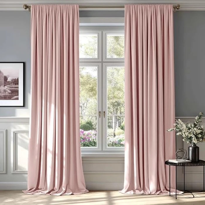 MIULEE Baby Pink Velvet Curtains Thermal Insulated Blackout Curtain Drapes for Bedroom Living Room Darkening 84 Inches Long Curtains Panels Rod Pocket Set of 2 by MIULEE - Image 1