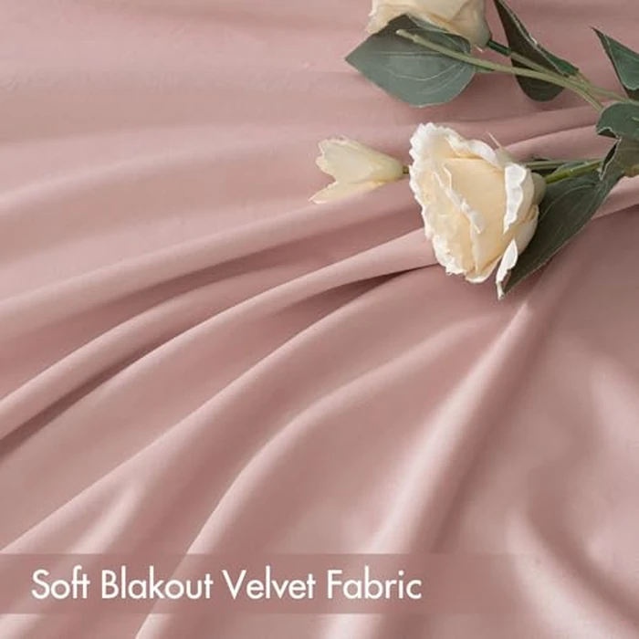 MIULEE Baby Pink Velvet Curtains Thermal Insulated Blackout Curtain Drapes for Bedroom Living Room Darkening 84 Inches Long Curtains Panels Rod Pocket Set of 2 by MIULEE - Image 3