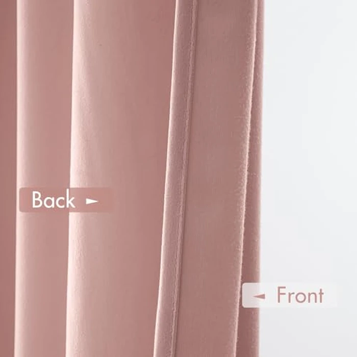 MIULEE Baby Pink Velvet Curtains Thermal Insulated Blackout Curtain Drapes for Bedroom Living Room Darkening 84 Inches Long Curtains Panels Rod Pocket Set of 2 by MIULEE - Image 6