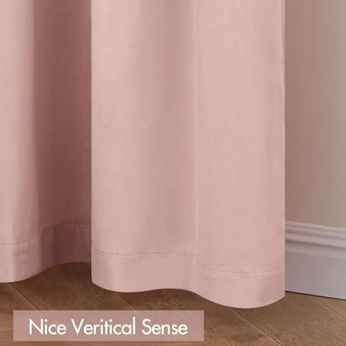 MIULEE Baby Pink Velvet Curtains Thermal Insulated Blackout Curtain Drapes for Bedroom Living Room Darkening 84 Inches Long Curtains Panels Rod Pocket Set of 2 by MIULEE - Image 7