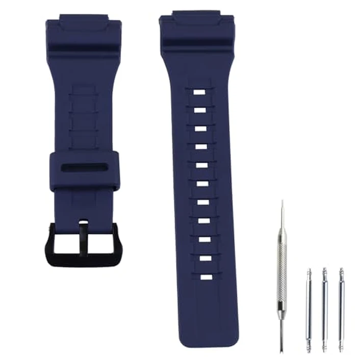 Czjiaqh Men's resin watch band buckle compatible with Casio 10410723 AEQ-110 AQ-S810W W-735H W-735 W-736 Outdoor Sports waterproof rubber watch strap wristband bracelet accessories (Dark blue) by Czjiaqh - Used - Like New condition - US$13.17