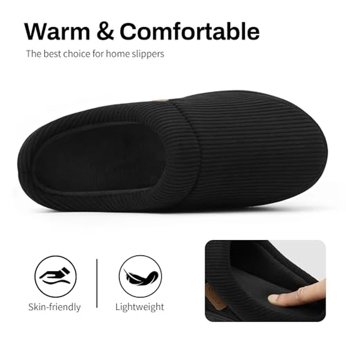 shoeslocker Mens Slippers Moccasin House Shoes Soft Memory Foam Slip-on Indoor/Outdoor, Black, Size 13-14 D(M) US by shoeslocker - Image 4
