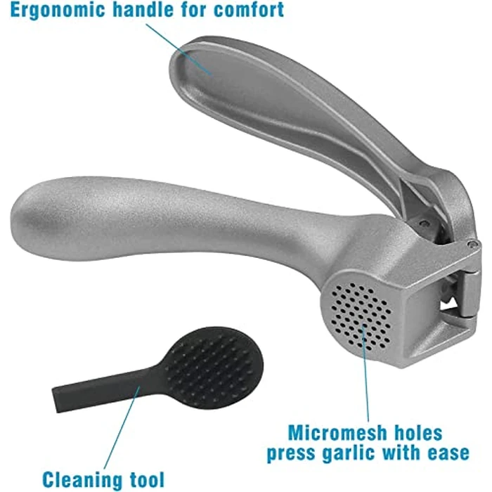 Pamperεd Chεf Garlic Press, Garlic Mincer Easy-squeeze Ergonomic Handle, No Need To Peel, Rust Proof, Professional Ginger Press & Garlic Crusher with Handy Cleaning Brush- Dishwasher Safe by Longmann - Image 2