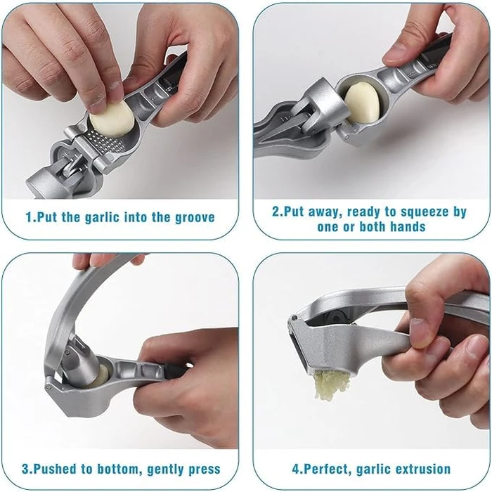 Pamperεd Chεf Garlic Press, Garlic Mincer Easy-squeeze Ergonomic Handle, No Need To Peel, Rust Proof, Professional Ginger Press & Garlic Crusher with Handy Cleaning Brush- Dishwasher Safe by Longmann - Image 4