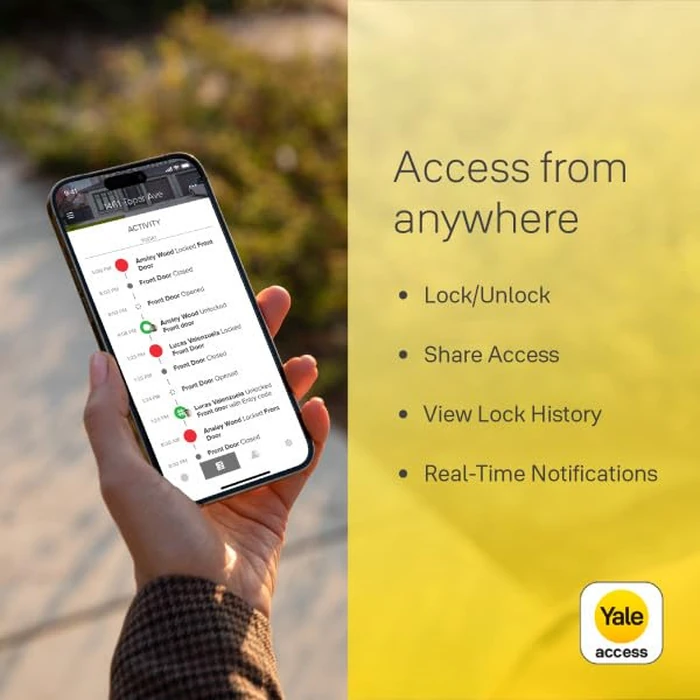 Yale Approach(TM) Lock Deadbolt, Black Suede Key-Free Smart Entry Door Lock with Wi-Fi Connected Touchscreen Keypad and Biometric Fingerprint Scanner for Code Entry, B-YRR110-F-WF1-N-BSP by Yale - Image 5