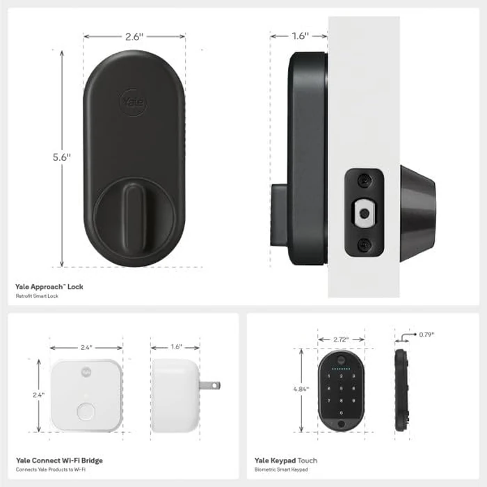 Yale Approach(TM) Lock Deadbolt, Black Suede Key-Free Smart Entry Door Lock with Wi-Fi Connected Touchscreen Keypad and Biometric Fingerprint Scanner for Code Entry, B-YRR110-F-WF1-N-BSP by Yale - Image 6