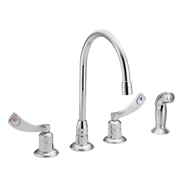 Moen 8244 Commercial M-Dura Kitchen Faucet with Side Spray with 4-Inch handles 2.2 gpm, Chrome by Moen - Used - Very Good condition - US$240.00
