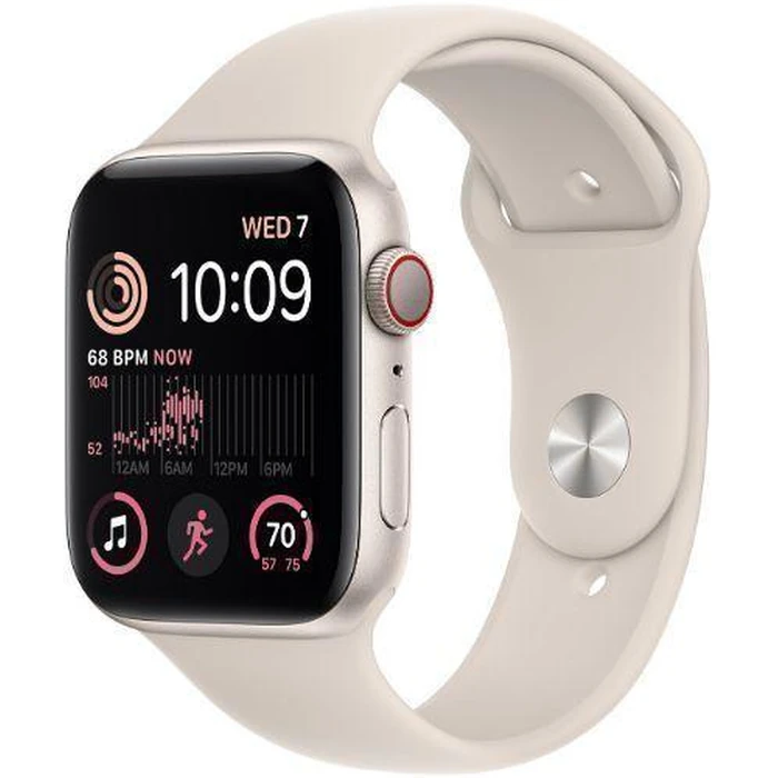 Apple Watch SE 2nd Gen (2022) (Cellular + GPS) - 32GB - 40mm - Starlight Aluminum Case with Starlight Rubber Sport Band - Medium/Large Size by Apple - Image 2