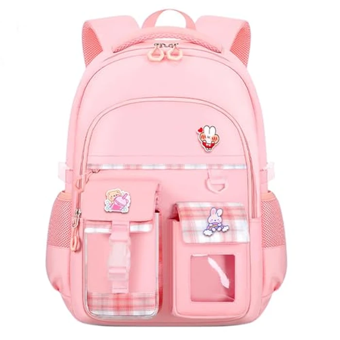 Cute Backpack for Teen Girls Kids Kawaii Bookbag Elementary Middle School Student Back Packs Aesthetic Travel Daypack Ages 6-8 8-10 10-12 (Pink,S) by MININAI - Used - Like New condition