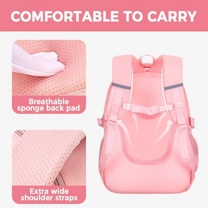 Cute Backpack for Teen Girls Kids Kawaii Bookbag Elementary Middle School Student Back Packs Aesthetic Travel Daypack Ages 6-8 8-10 10-12 (Pink,S) by MININAI - Image 4