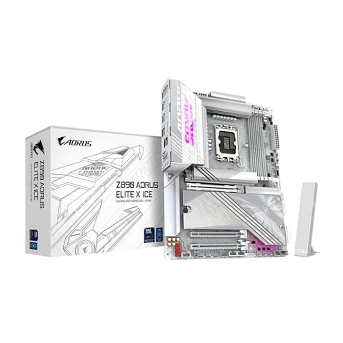 GIGABYTE Z890 AORUS Elite X ICE Intel Core Ultra (Series 2) LGA 1851 Motherboard, ATX, DDR5, 5X M.2, PCIe 5.0, Thunderbolt 4, WIFI7, 2.5GbE LAN, EZ-Latch by GIGABYTE - Used - Like New condition