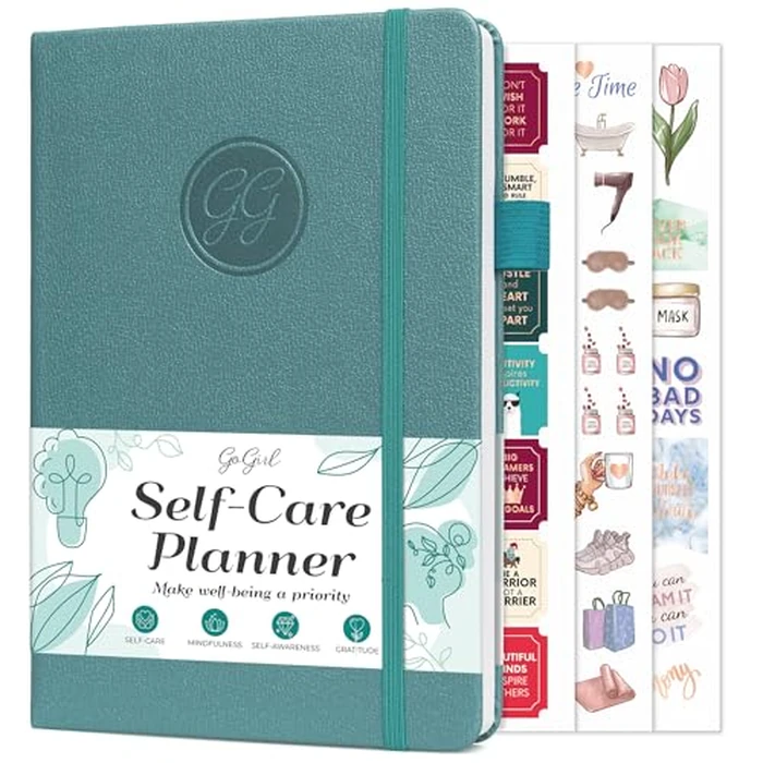 GoGirl Self-care Journal - Daily Mental Health Notebook with Mood & Wellness Trackers - Personal Development, Meditation & Reflection Journal for Women - Hardcover, Lasts 3 Months (Aquamarine) by GoGirl - Used - Like New condition - US$9.64