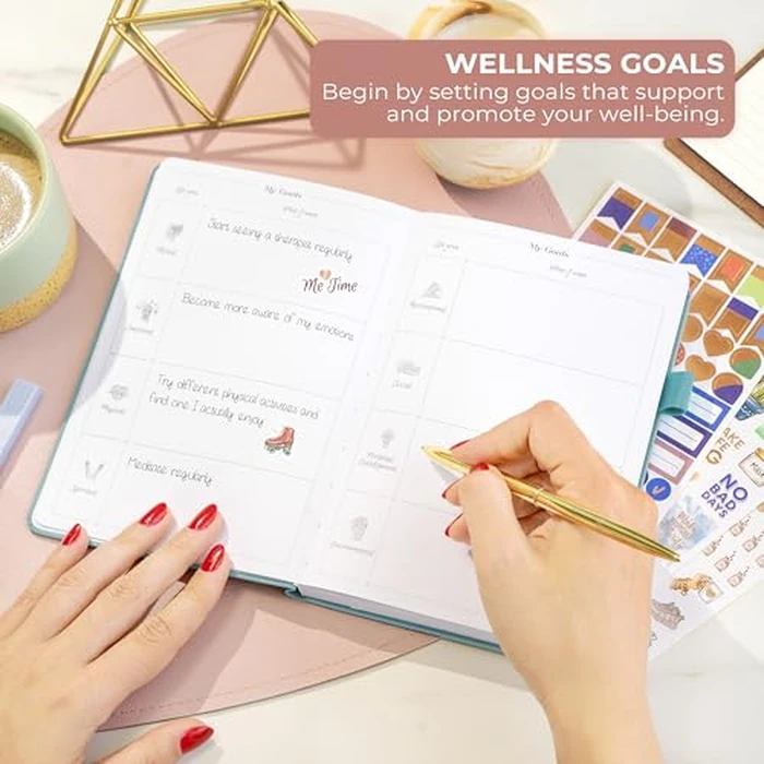 GoGirl Self-care Journal - Daily Mental Health Notebook with Mood & Wellness Trackers - Personal Development, Meditation & Reflection Journal for Women - Hardcover, Lasts 3 Months (Aquamarine) by GoGirl - Image 3