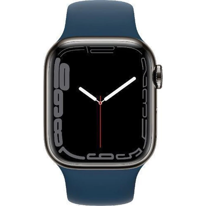 Apple Watch Series 7 (Cellular + GPS) - 32GB - 45mm - Graphite Stainless Steel Case with Abyss Blue Rubber Sport Band by Apple - Refurbished - Premium condition