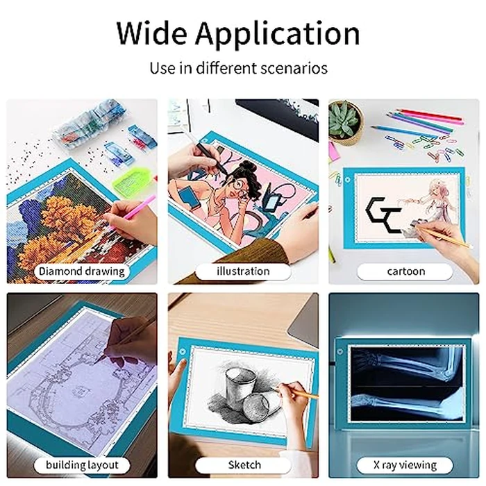 Light Box Drawing Pad, Tracing Board with Type-C Charge Cable and Brightness Adjustable for Artists, AnimationDrawing, Sketching, Animation, X-ray Viewing (A4-P-Blue-New) by XIAOSTAR - Image 5