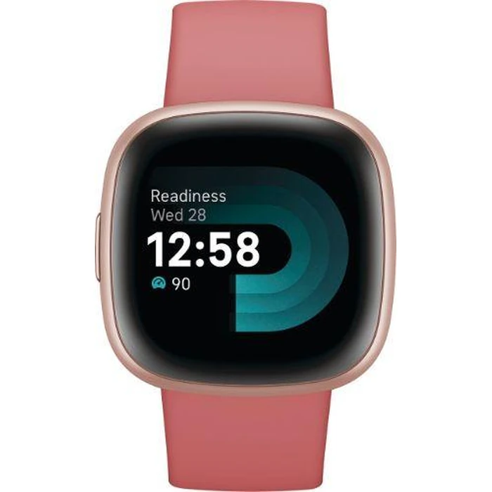 Fitbit Versa 4 Health and Fitness Smartwatch - 40mm - Copper Rose Aluminum Case with Pink Sand Elastomer Classic Band by Fitbit - Refurbished - Excellent condition