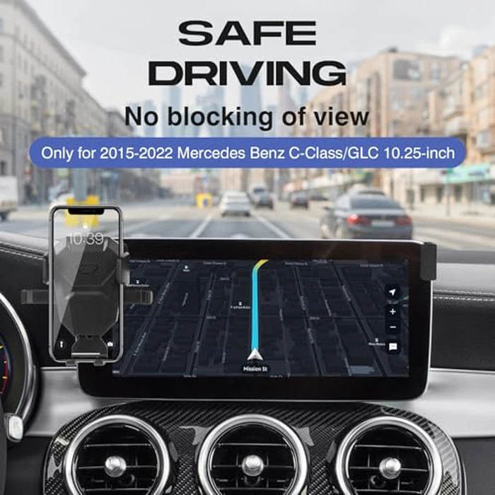 Sunsdrew Car Phone Holder for 2015-2022 Mercedes-Benz C-Class/GLC Accessories,Adjustable GPS C-Class Phone Mount for 10.25-inch Screen,Hands-Free Ultra Stable Air Vent Phone Stand by Sunsdrew - Image 2