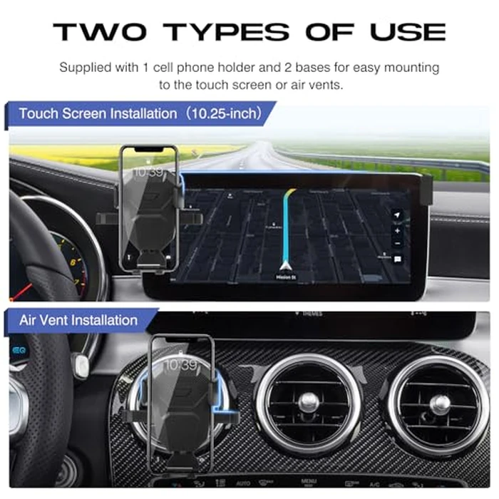 Sunsdrew Car Phone Holder for 2015-2022 Mercedes-Benz C-Class/GLC Accessories,Adjustable GPS C-Class Phone Mount for 10.25-inch Screen,Hands-Free Ultra Stable Air Vent Phone Stand by Sunsdrew - Image 4