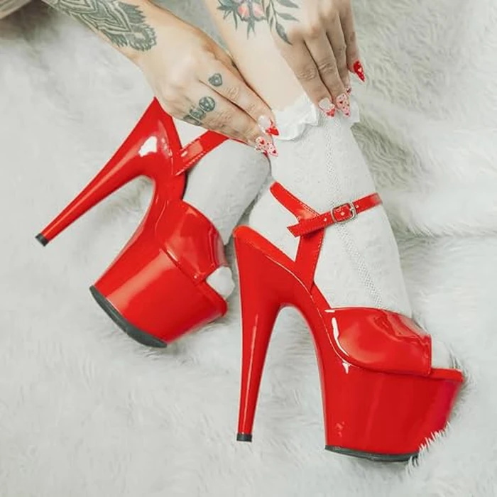 WUXIN H&P Women's 7 in Platform Sandal Heels Ankle-Strap Sexy,7 in Pole Dance High Heel Platform,17 cm Exotic Platform Pole Dancer Heels Shoes Stiletto US 10 by WUXIN H&P - Image 2